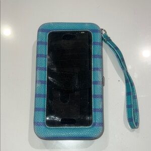 Blue and Purple Checkered Phone Wallet Case